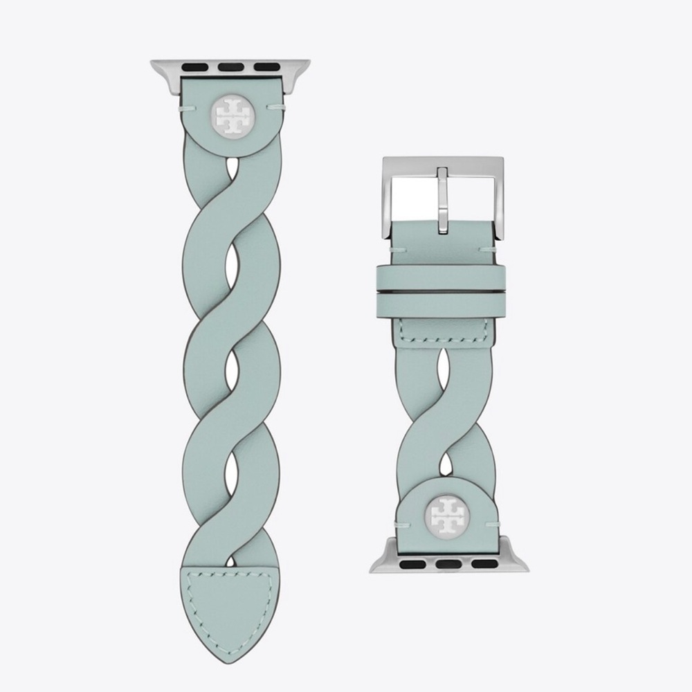 Tory Burch Braided Leather Strap Apple Watch Band Case Size 38mm ~ 45mm TBS0111E